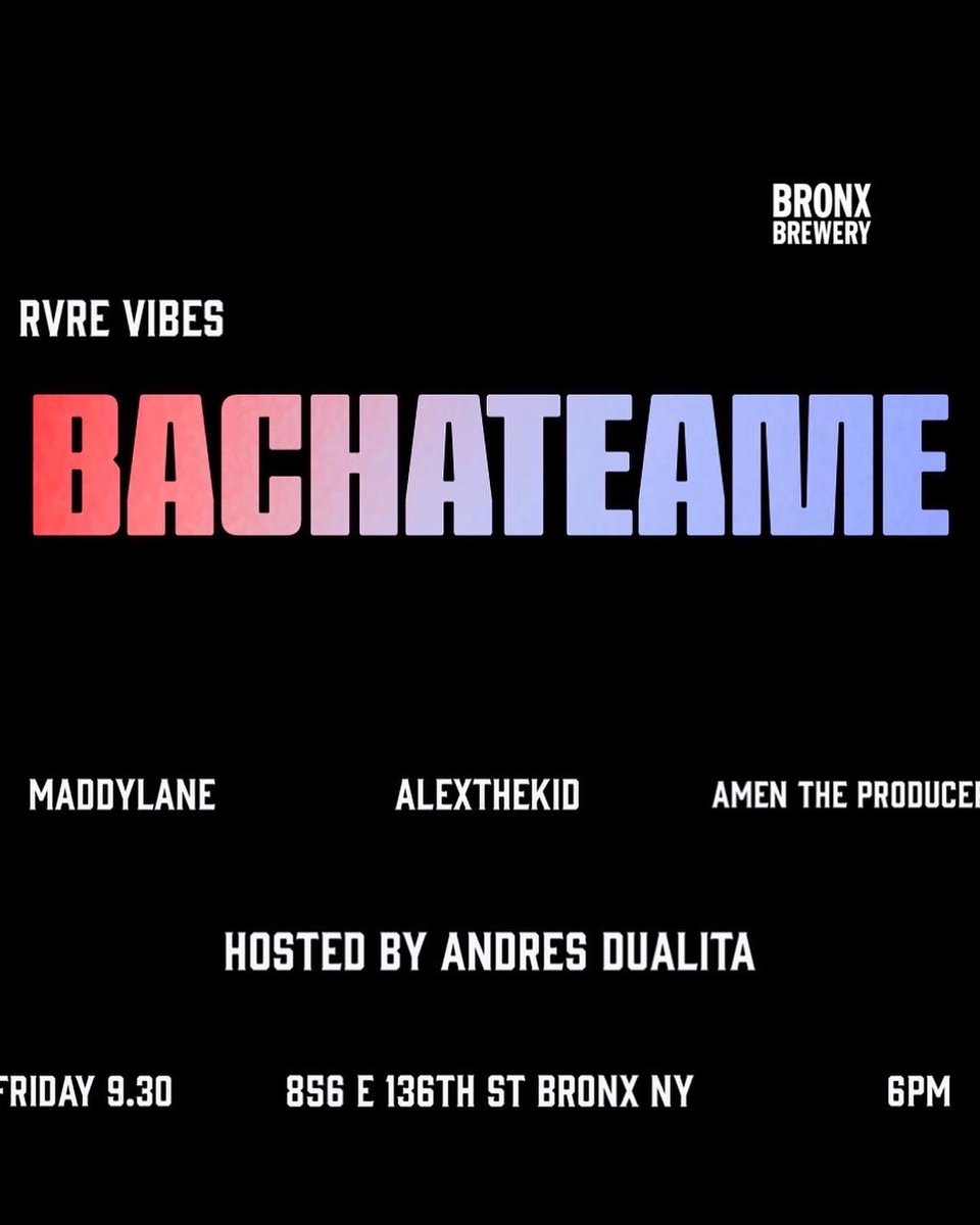 djmaddylane's tweet photo. Today is our fave day #bachateame day 💃🏽 

Dj’s @AmenTheProducer @djalexthekid &amp; myself 

Hosted by @ptm_dualita 

We will also be supporting our uptown community in their efforts of collecting donations for DR 🇩🇴 details on flyer 

Proof of donation = a free beer 🍺🫶🏾 https://t.co/t3fnY2IpmE