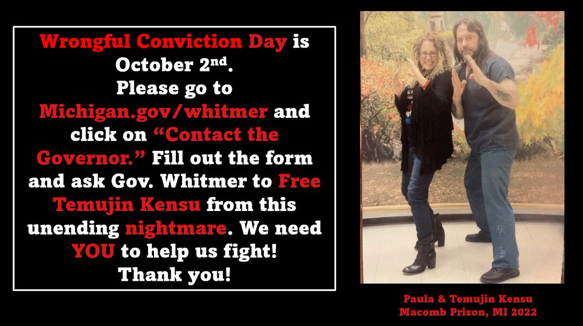 KensuTemujin's tweet photo. #ObsessedFest will you ask the crowd to contact @GovWhitmer and ask her to #FreeTemujin from #MiWrongfulConviction?! My case is on @Undisclosedpod @ProsecutorsPod @Crimeatorium @unjustunsolved @dbincarceration  Much Love! I’d be there if I wasn’t WRONGFULLY CONVICTED 😞 https://t.co/GlAC4x9WiO
