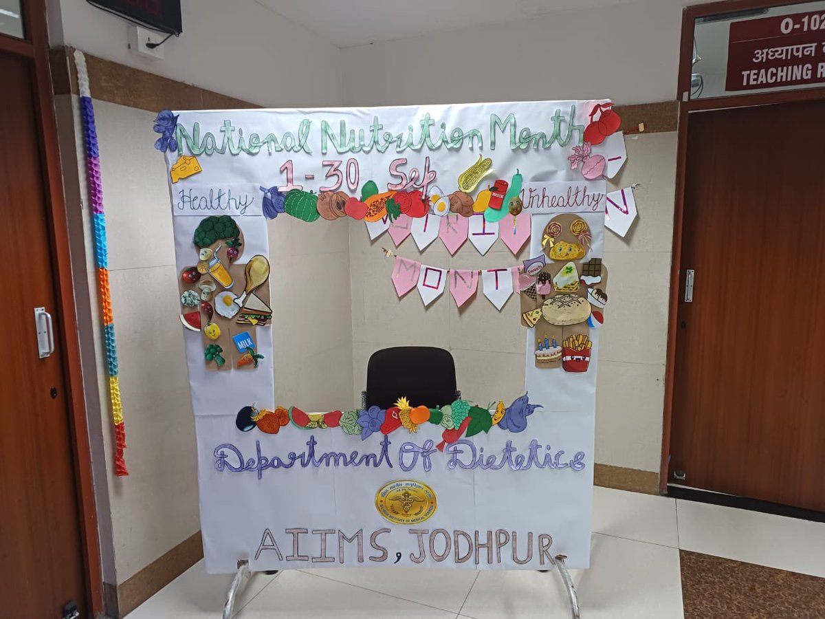 AIIMS Jodhpur (@aiims_jodhpur) on Twitter photo AIIMS Jodhpur celebrated #PoshanMaah2022 through multiple activities during the whole month. Health Technology Assessment Hub and Dietetics department placed posters and selfie points to nudge people for healthy diets. <a href="/narendramodi/">Narendra Modi</a> <a href="/mansukhmandviya/">Dr Mansukh Mandaviya</a> <a href="/DrBharatippawar/">Dr.Bharati Pravin Pawar</a> <a href="/MoHFW_INDIA/">Ministry of Health</a> AIIMS Jodhpur celebrated #PoshanMaah2022 through multiple activities during the whole month. Health Technology Assessment Hub and Dietetics department placed posters and selfie points to nudge people for healthy diets. <a href="/narendramodi/">Narendra Modi</a> <a href="/mansukhmandviya/">Dr Mansukh Mandaviya</a> <a href="/DrBharatippawar/">Dr.Bharati Pravin Pawar</a> <a href="/MoHFW_INDIA/">Ministry of Health</a>