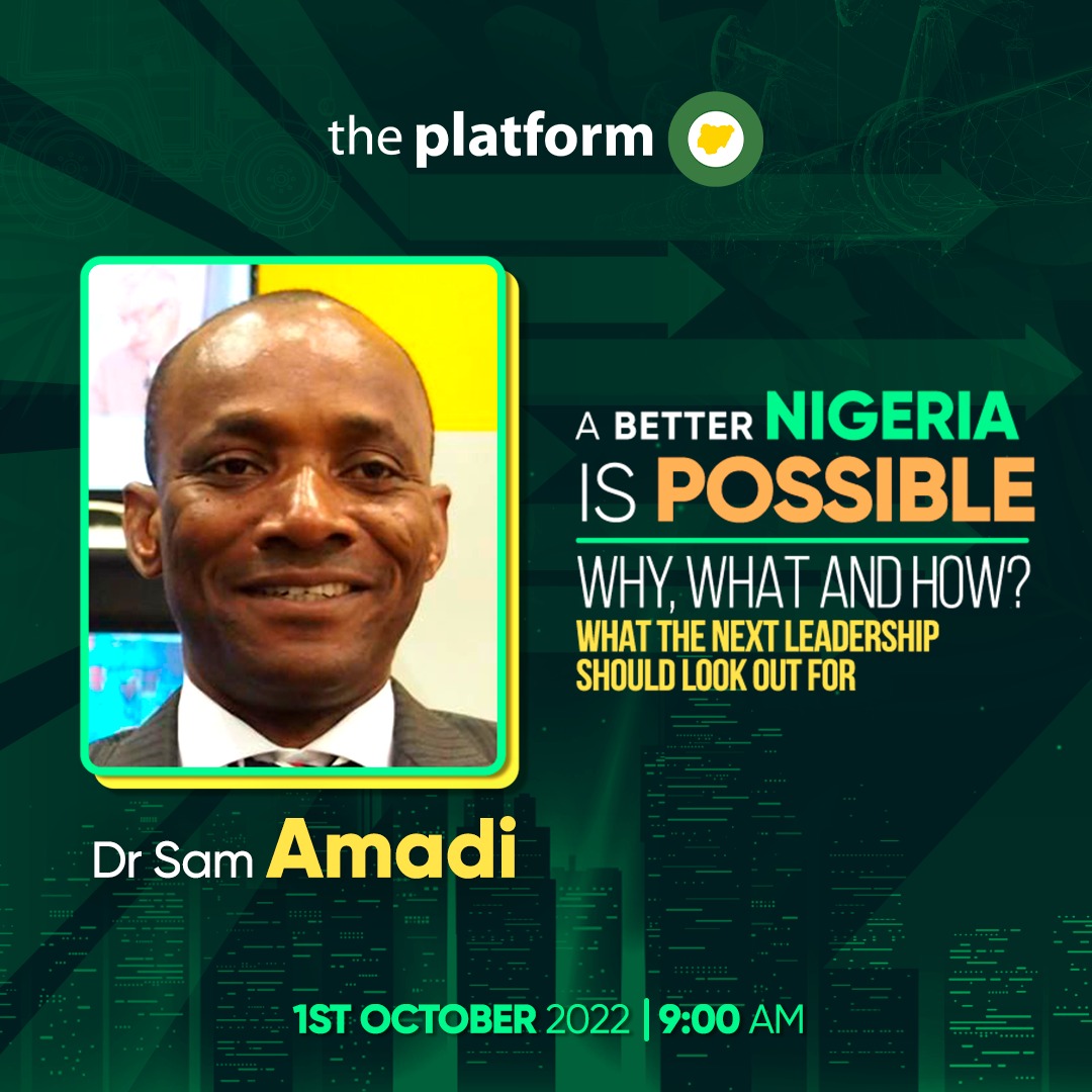 pastorpoju's tweet photo. Dr Sam Amadi will be speaking @theplatformng It is his first time but he is a solid man.
Please watch tomorrow @channelstv tomorrow at 9.00am
#WatchThePlatformNG https://t.co/MIk98dEWDQ