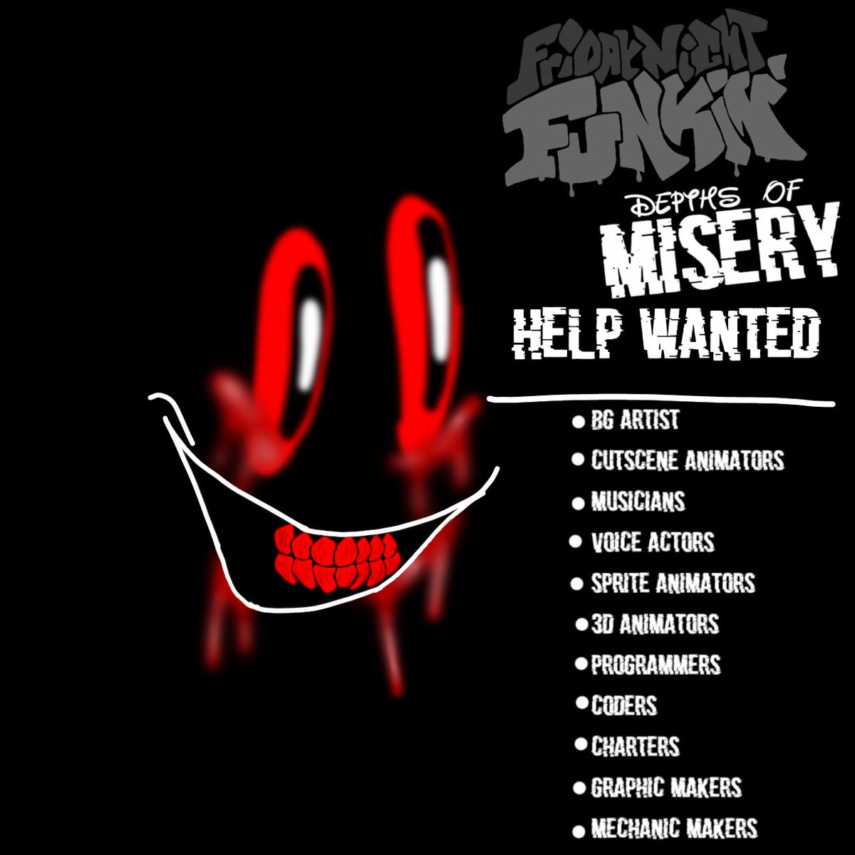 DarkToonProYT's tweet photo. If you want to help out then dm me, to join the official discord #fridaynightfunkin #fnf #fnfmod #fridaynightfunkindepthsofmisery #FnfDOM #DarkToonsProductions #BriBriTheMii #MalikTheUnknownToon #IcarusTiu #NightmareJFoxb #Art #Fnfart #poketvgames #scary #horrorart #fnfcommunity https://t.co/7LQbWhXs4x