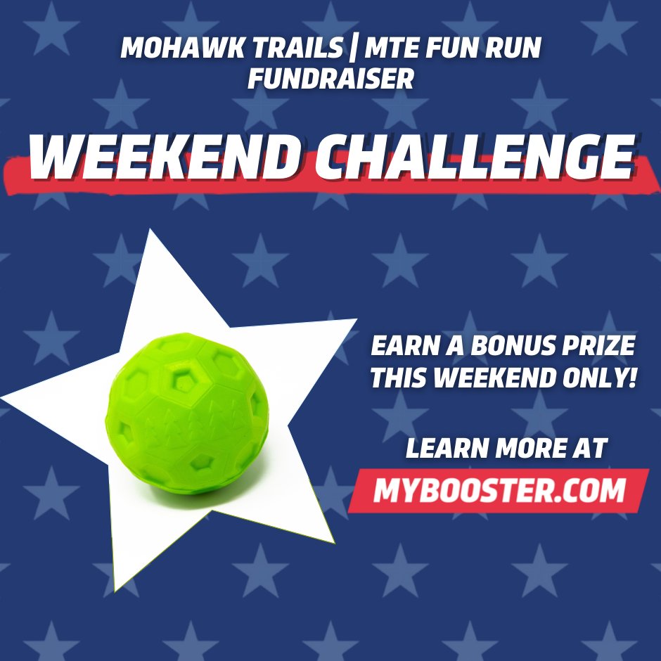As we head into the weekend, we have a BONUS PRIZE OPPORTUNITY for all students. It’s for this weekend only, so time is limited to earn this extra reward.

Click here to log into MYBOOSTER.COM to learn more about this prize and to share your donation page!
