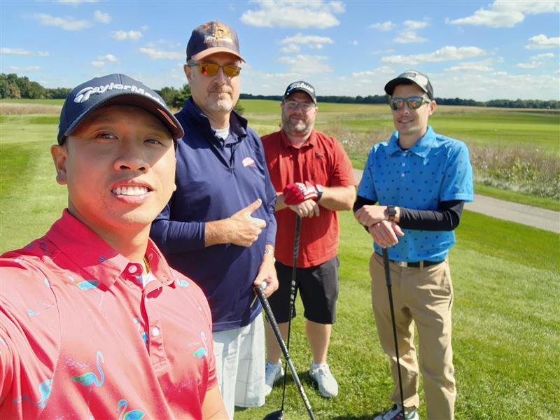 RS_Engineer's tweet photo. Several members of our RSE team are participating in the @MichiganDOT Ryder Cup today. Pictured above (left) is RSE's Transportation Engineer, Thuyen Dang. #TeamRSE #MDOT #Golf #CivilEngineering #Transportation https://t.co/n6C1cZdsjl