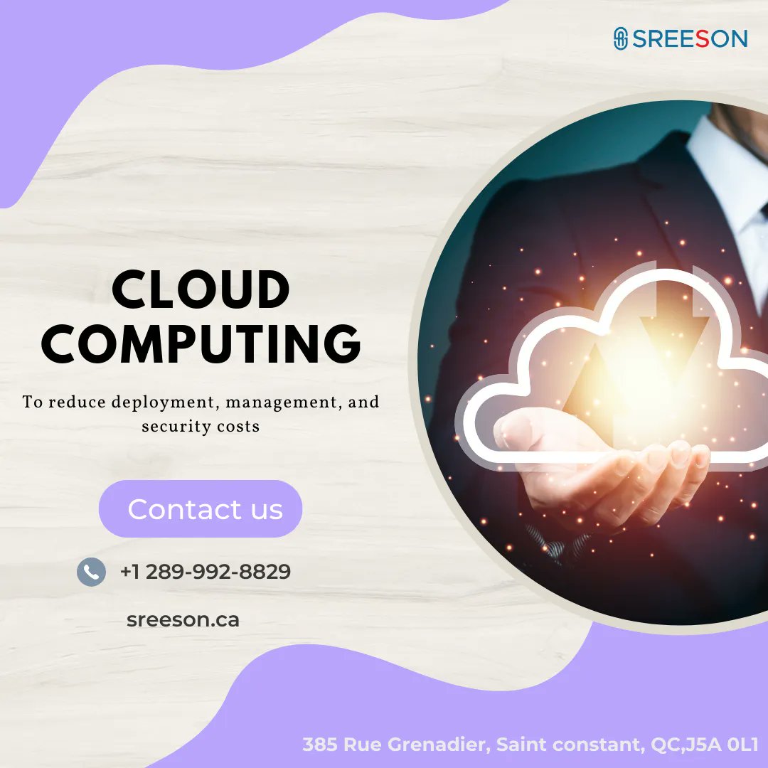 SreesonCanada's tweet image. Use our #Cloudcomputing solutions to reduce the costs of #deploying, managing, and securing #technologyresources. Contact us today to learn more.

#cloudcomputingservices #cloudcomputingsystem #HybridCloud #deployment #cloudstorage #decentralized