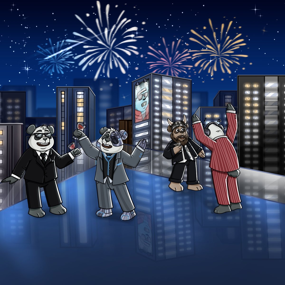 Don't be afraid to stand out from the pack and be an Icon. 

What are these Pandas celebrating?  That we're creating a reward system for the entire Solana ecosystem, one project at a time. 

Be positive.  Be an Icon.  Stay Dope.