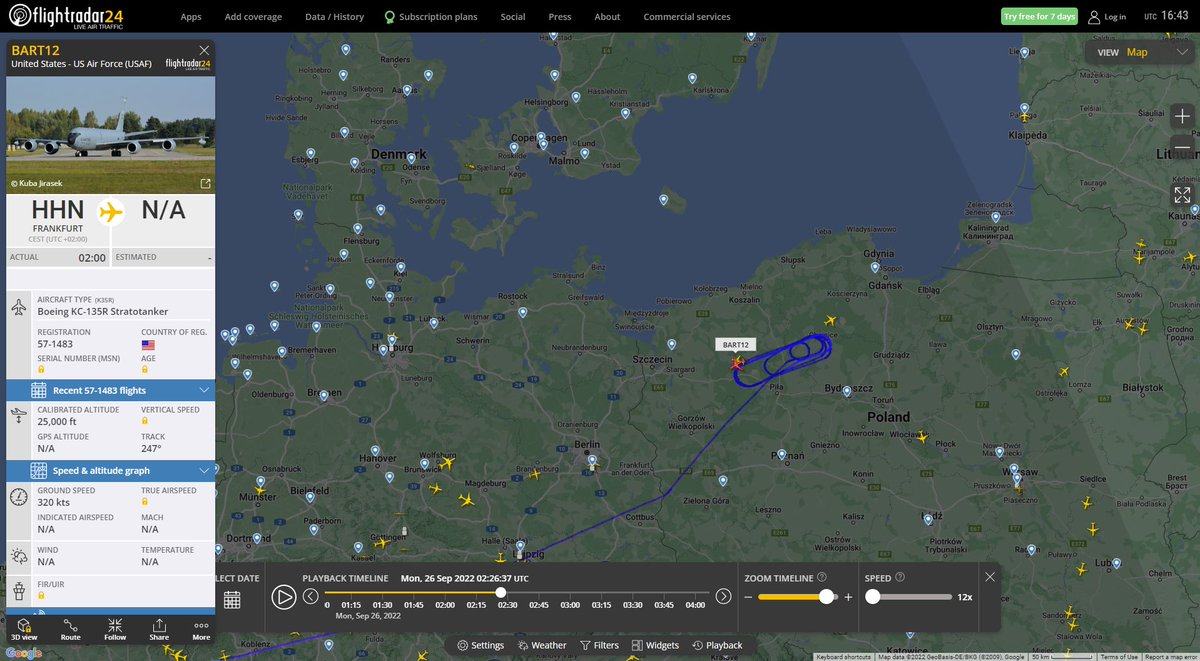 Heinz2014's tweet photo. @theegoldstate US Navy coming from Iceland (Boeing P8 Poseidon) goes into low-level flight over Nordstream. Before that, it refueled at a KC135 in Poland. Sikorsky Strike Hawk makes sure that Russia does not interfere. https://t.co/7SlOeEJhg8 https://t.co/WFls5AKzry