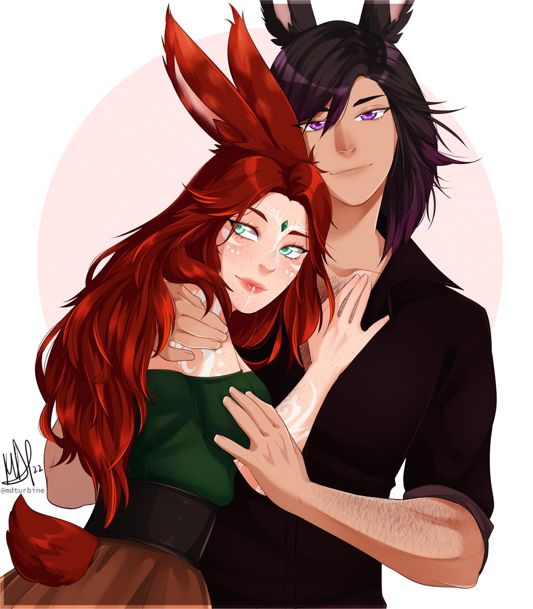I'm absolutely in love with this commission I had done of mine and my partners Chars💜
Thank you <a href="/MdTurbine/">MDTurbine (Comms Open)</a> for the lovely work and communication!
