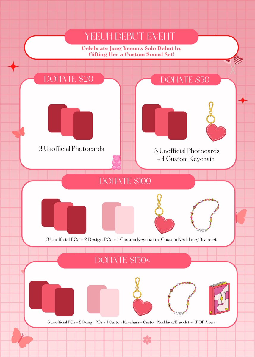 YeeunFunds's tweet photo. [#JANG_YEEUN Debut Event]

🎤 Collection for Yeeun’s Mic Support is now OPEN!

Prices listed are converted from SKW and include the estimated cost of services.

Please donate!

📥: DM if you have any questions!
🔗: https://t.co/Fi8UXJP9L0

#YeeunSoundSupport #장예은 @SuperBellCom https://t.co/mG7aYqQ2GZ