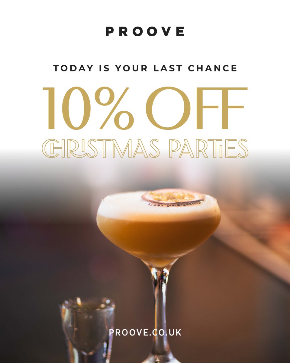 Today is your last chance to get 10% off your Christmas Party! Deposits must be paid by 30th September 2022 to receive the discount | Christmas menu's available from 25th November to 31st Dec | *Terms & Conditons apply: bit.ly/3xpkJ5M