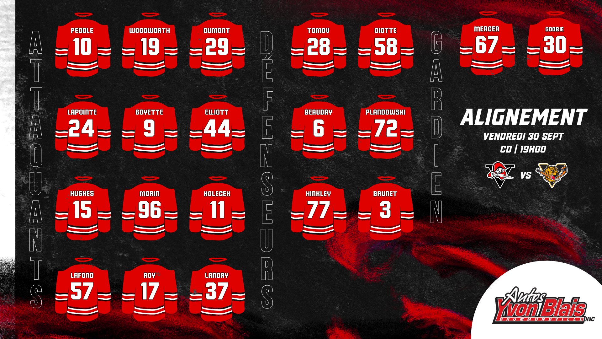 Voltigeurs de Drummondville on Twitter "Voici l'alignement de la