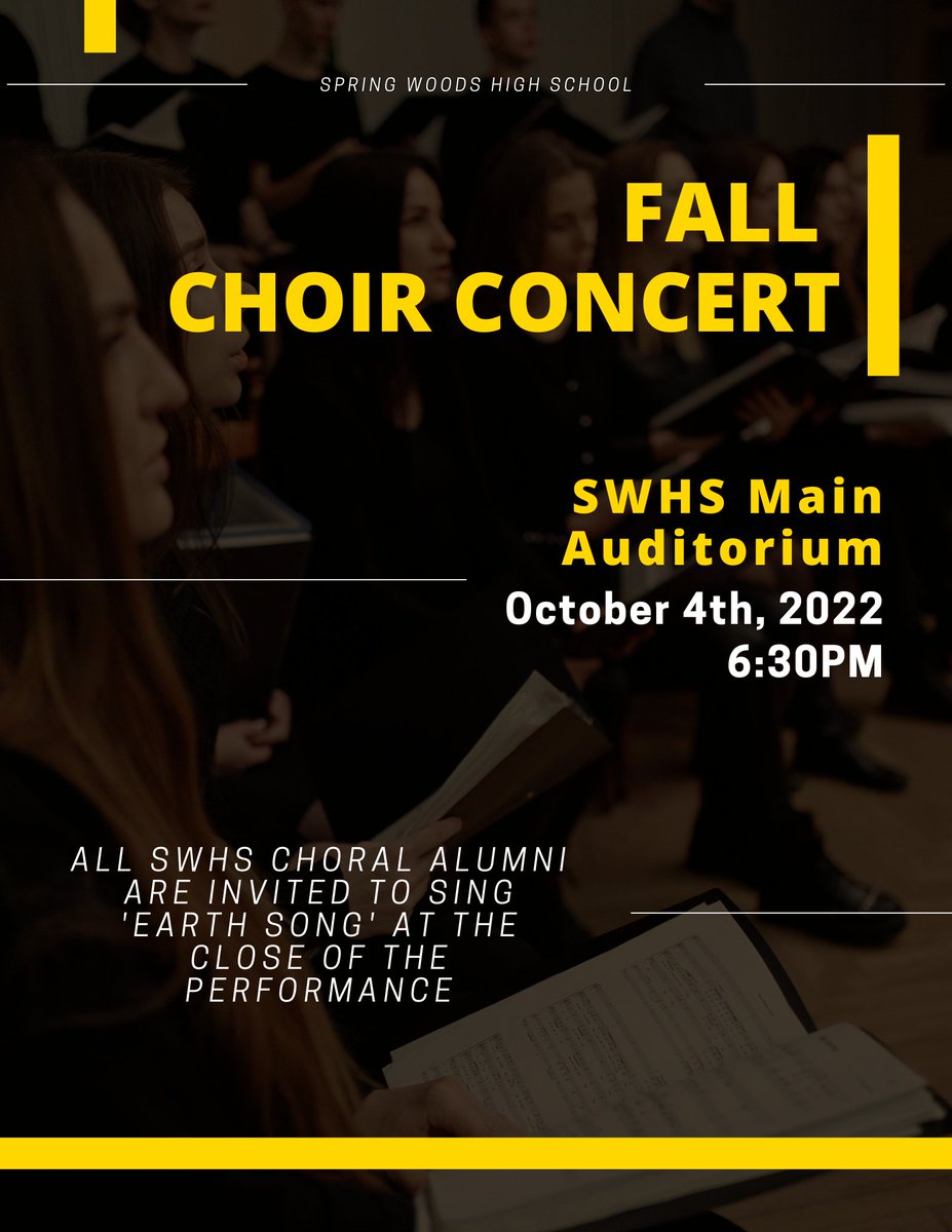 SpringWoodsHigh's tweet photo. Don't miss the SWHS Fall Choir Concert! #allmeansall #TalentedTigers https://t.co/4O4DWj5kLY