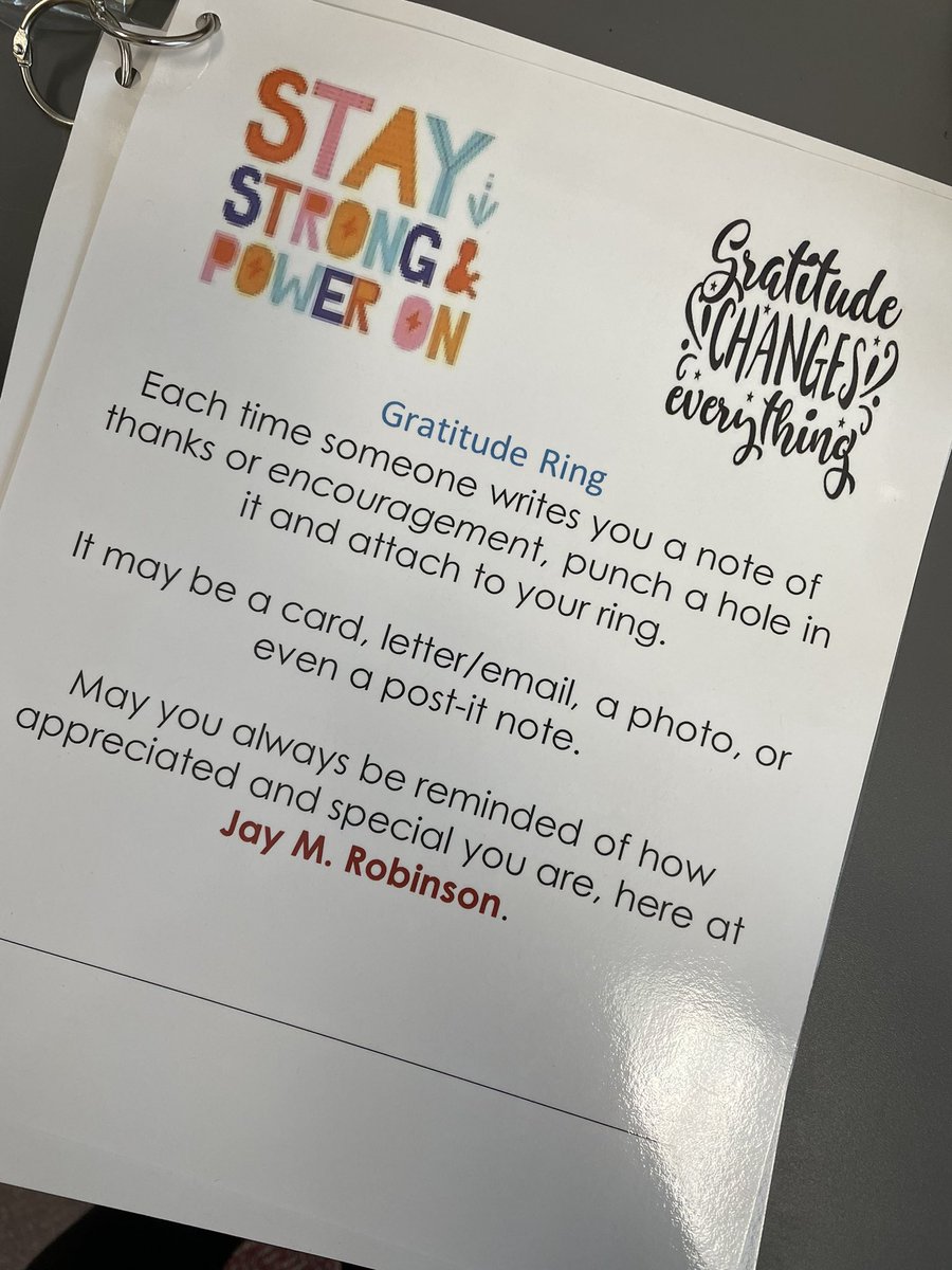 studentofedu's tweet photo. Created these Gratitude sheets for teachers and staff to have a place to store notes, cards, & emails from other teachers, staff, students & parents. So much of what educators do is criticized. We must hold on to the moments we are celebrated. #bulldogs🐾 #jayrob #gratitude https://t.co/LndgO3iqOS