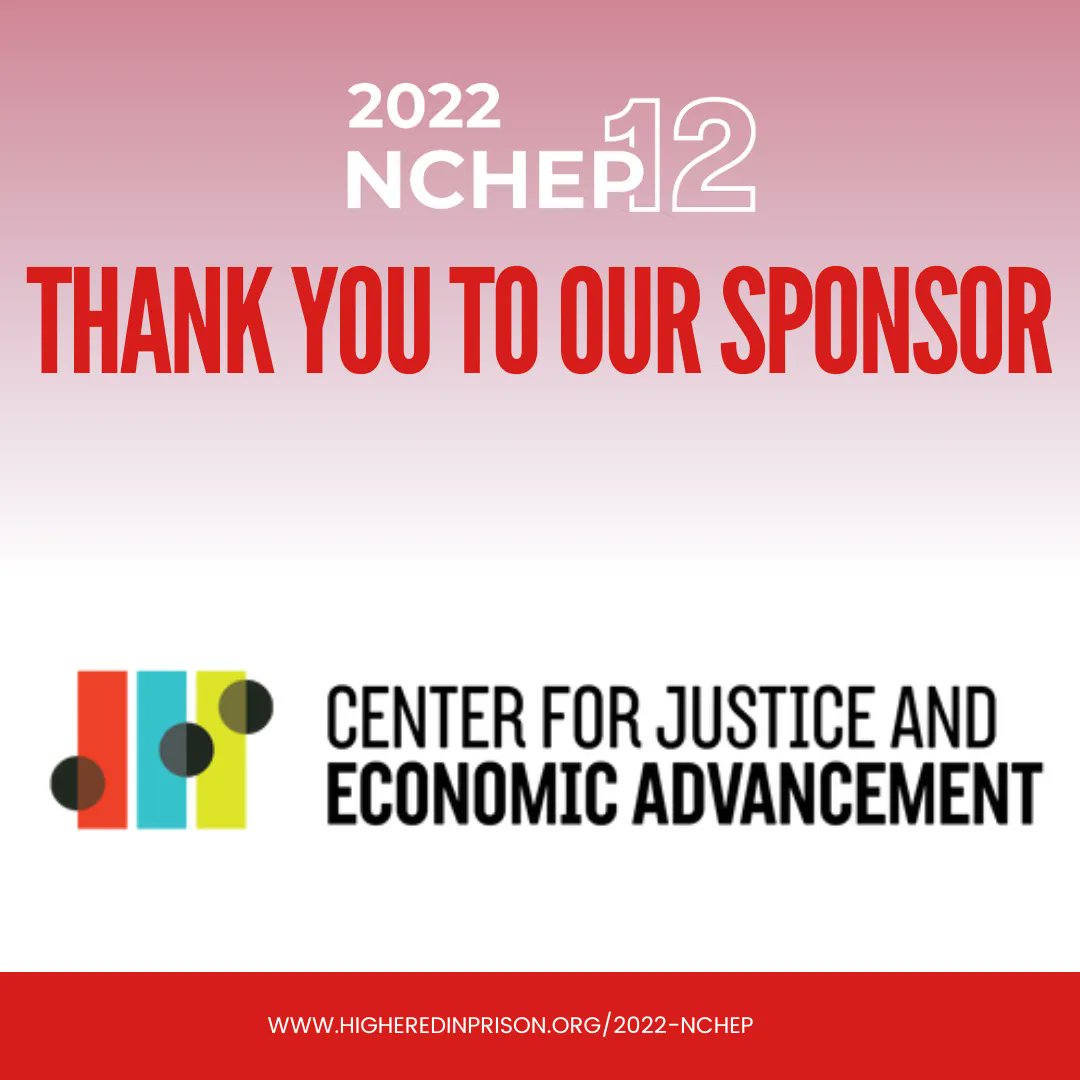AllianceforHEP's tweet photo. Thank you to JFF Center for Justice and Economic Advancement (CJEA) @jfftweets for your generous support of the 12th NCHEP!
Register for the 12th NCHEP Here: https://t.co/3clmFujgKE
#2022NCHEP #WhatsNext #higheredinprison #CJEA #ReadyForPell https://t.co/F81vSURu9V