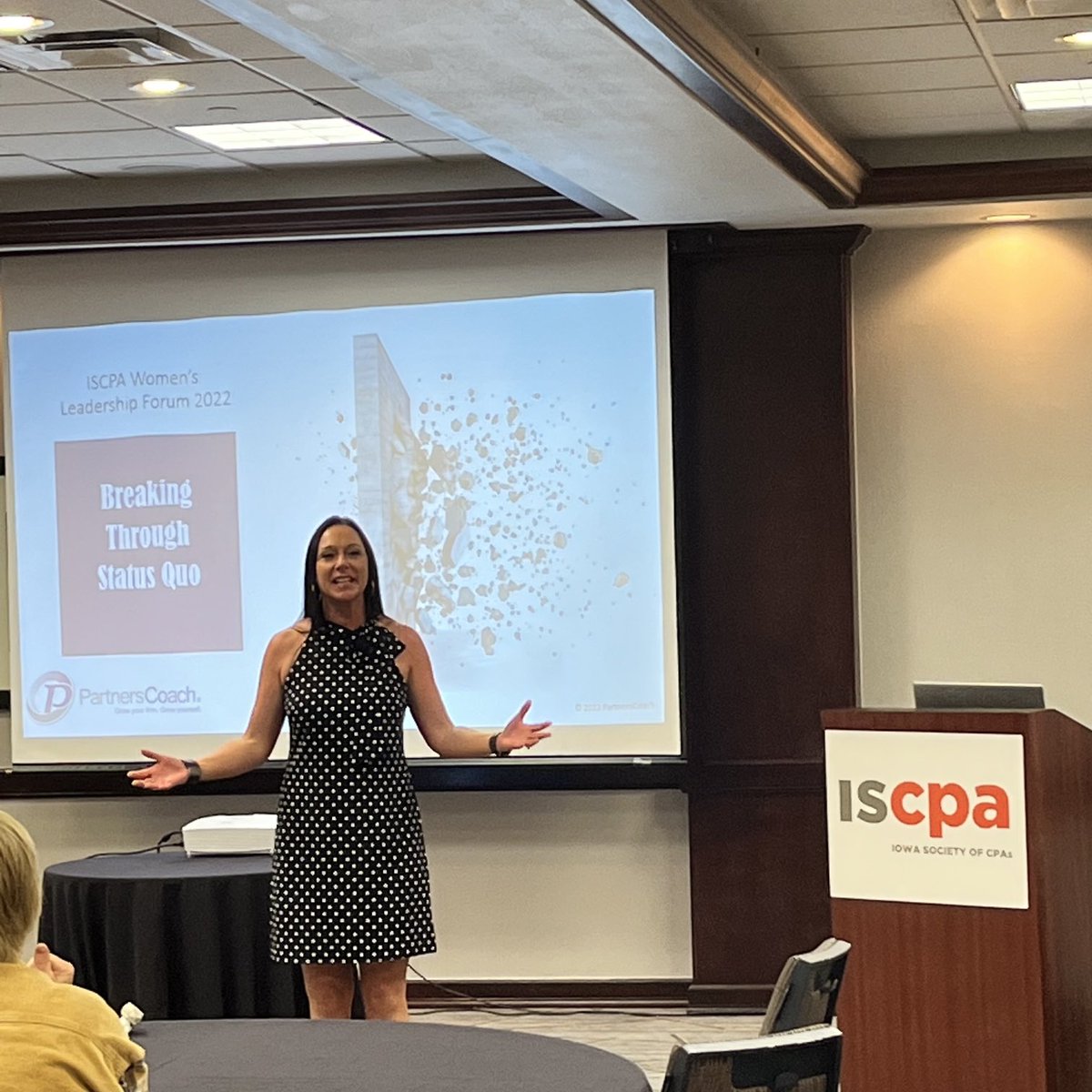 lindseyhaley's tweet photo. So happy to have my friend and ISCPA member ⁦@SueStutzel⁩ with us at ⁦@IowaCPAs⁩ Women’s Leadership Forum to talk Breaking Through Status Quo this afternoon! Fun to be back in person with some of my favorite people. #iowacpas #bestjobever https://t.co/NOYoOxiGpW
