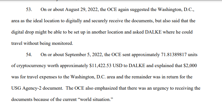 spyblog's tweet photo. #OPSEC #Tradecraft #HUMINT Jareh #Dalke 
should have been dropping encrypted USBs etc. at deaddrop locations of his own choosing, then emailing their locations after payment and *not* allowing the  FBI to choose where, just like they conned #Toebbe .
https://t.co/ZUWdgCFhm4 https://t.co/WGGcSxvJDb