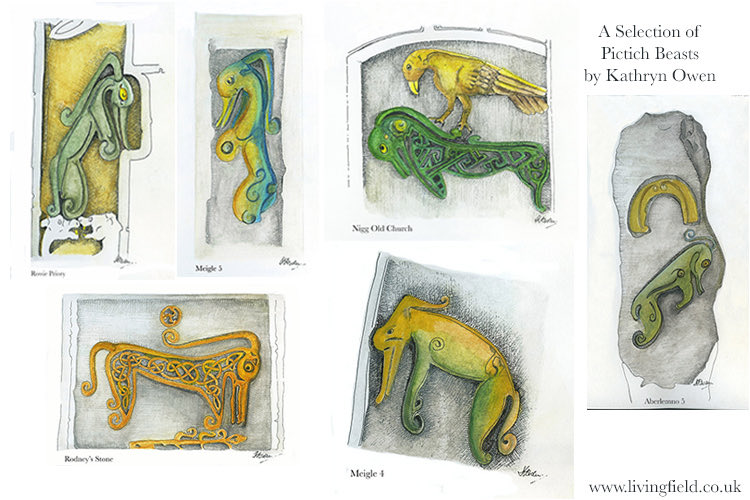 LField2020's tweet image. Latest on the Living Field web: introduction to Kathryn Owen’s exploration of Pictish Beasts, her paintings of the beast carved on stone, locations throughout Scotland’s croplands livingfield.co.uk/art/pictish-be…