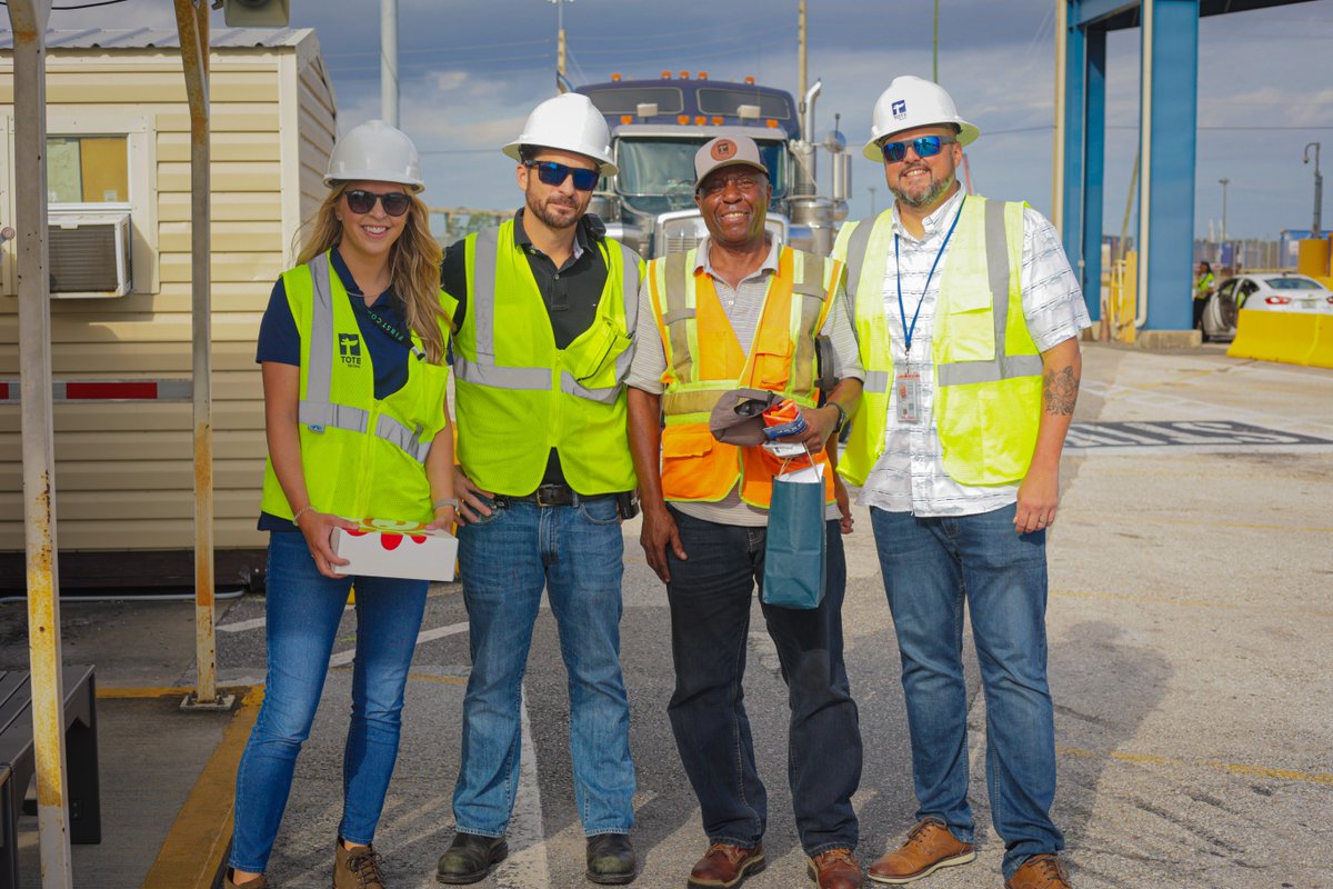 TOTE_Maritime's tweet photo. #TeamTOTE recently celebrated #TruckerAppreciationWeek at our #JAXPORT terminal.
We also surprised trucker Jean Monbrun, who was awarded the Evans Network of Companies Safe Driver of the Year Award, a companywide award for a fleet of over 8,000! Congrats, Jean! https://t.co/kCGPUJt0kW