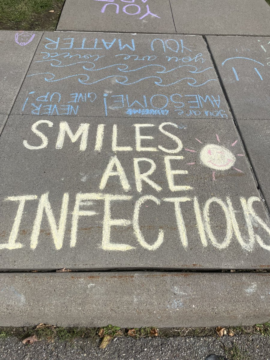 CVCommSchools's tweet photo. Some awesome messages of hope, resilience, and suicide prevention from our HS students during our Chalk the Walk event. Great job today!! 💜❤️ https://t.co/nNRvEAA7FF