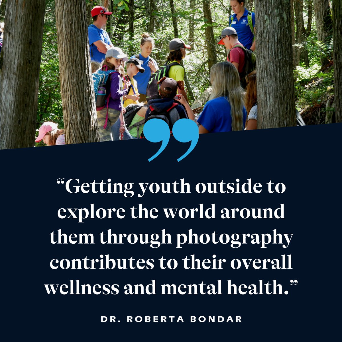 How does the #BondarChallenge relate to mental health? “Getting youth outside to explore the world around them through photography contributes to their overall wellness and mental health.” – @RobertaBondar