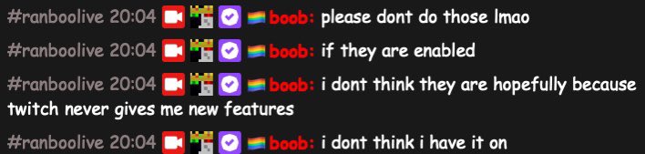 PSA BOOBERS if you see this new feature on twitch DO NOT USE IT the money goes to twitch only, not ranboo and he doesn’t want us to use it. stick to normal donations and bits since that money goes to ranboo and therefore also charity