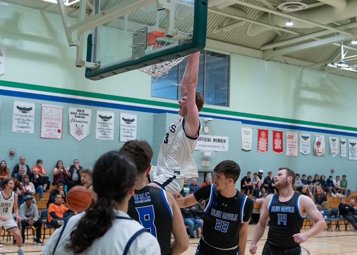 Solid first game win versus a solid Kings College squad. Ben Power and Owen Smith finish with 21 and 20 respectfully to lead the charge. Braeden MacVicar chips in with 13 and 10 and some monstrous finishes at the rim! Next up - Ste Foy at 7PM. #RNStrong