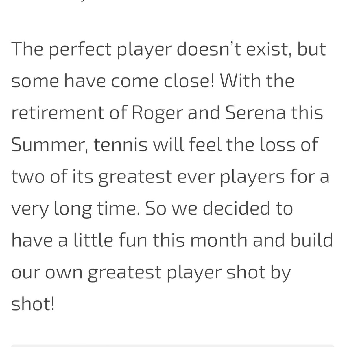TopspinPro's tweet photo. This month we decided to have a little fun with our blog and build the perfect tennis player! Let us know who you would choose for each shot! You can read the rest of the article and see who our ultimate player would be at https://t.co/pZOOlkl7Es 
-
#topspin #tennisblog https://t.co/S3Lryutsiq