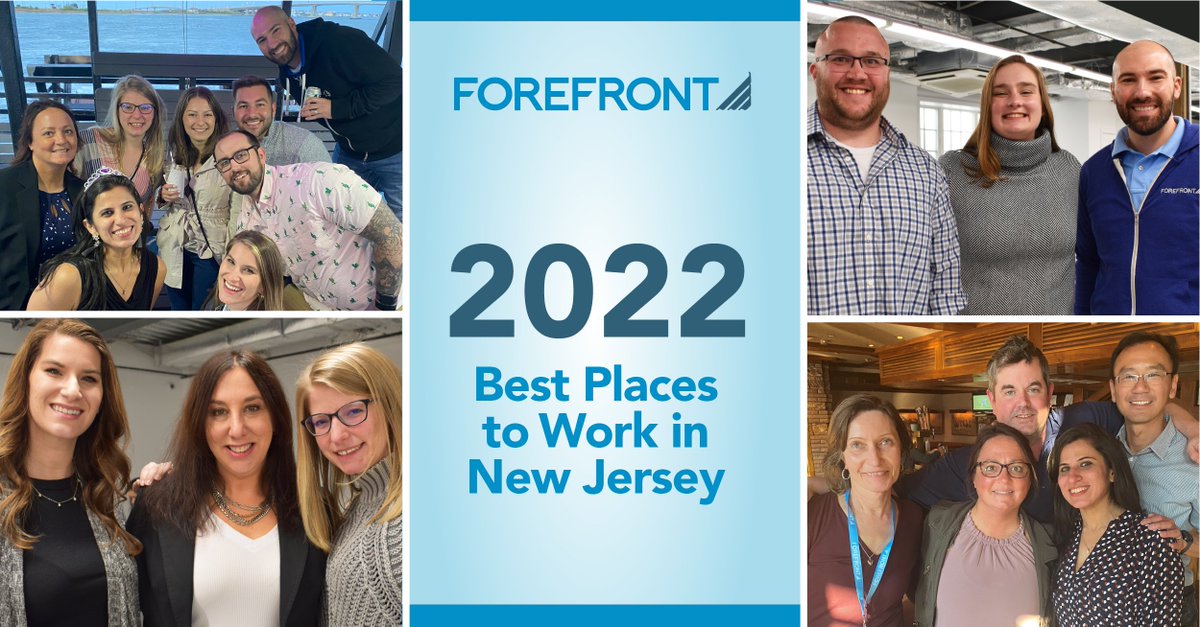 ForeFrontCorp's tweet photo. #NJBIZ magazine reveals the rankings for New Jersey’s Best Places to Work! And ForeFront is No. 4! Learn more: https://t.co/UkzmXt6yej #BestCompaniesNJ https://t.co/gZIa9Laj1O