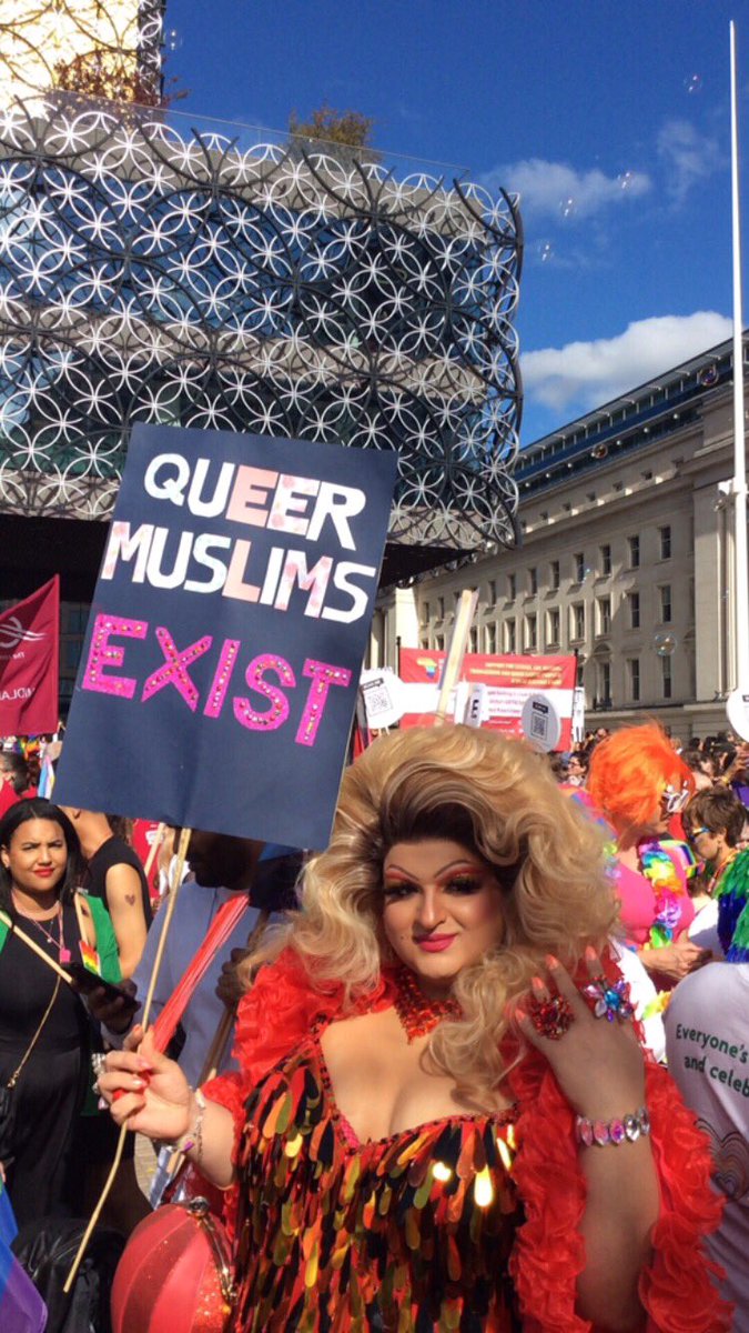 SeemaaButt's tweet photo. One of my close friends made the placard that said ‘Queer Muslims Exist’ but on the day he didn’t feel comfortable attending because he was afraid of being visible. I held the placard with pride for you. @nazandmatt @GINindianUK #birminghampride #banconversiontherapy https://t.co/qzTYoKw8UI