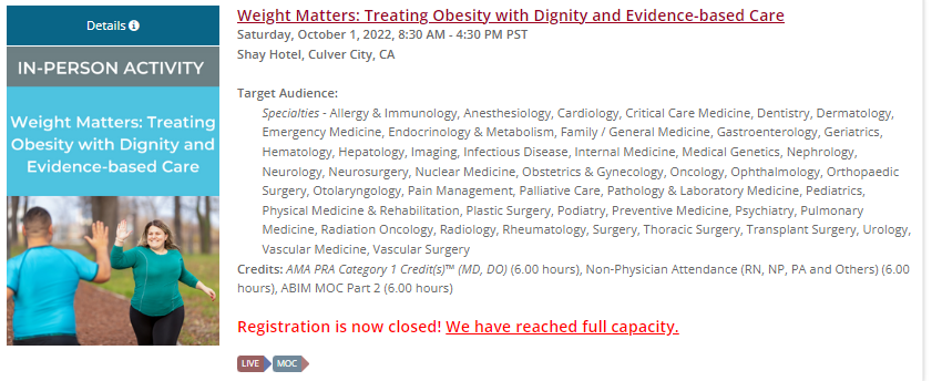 We are excited to see a great turn out! Registration is now closed ❌We have reached full capacity. 😀#CedarsSinai #CME #obesity