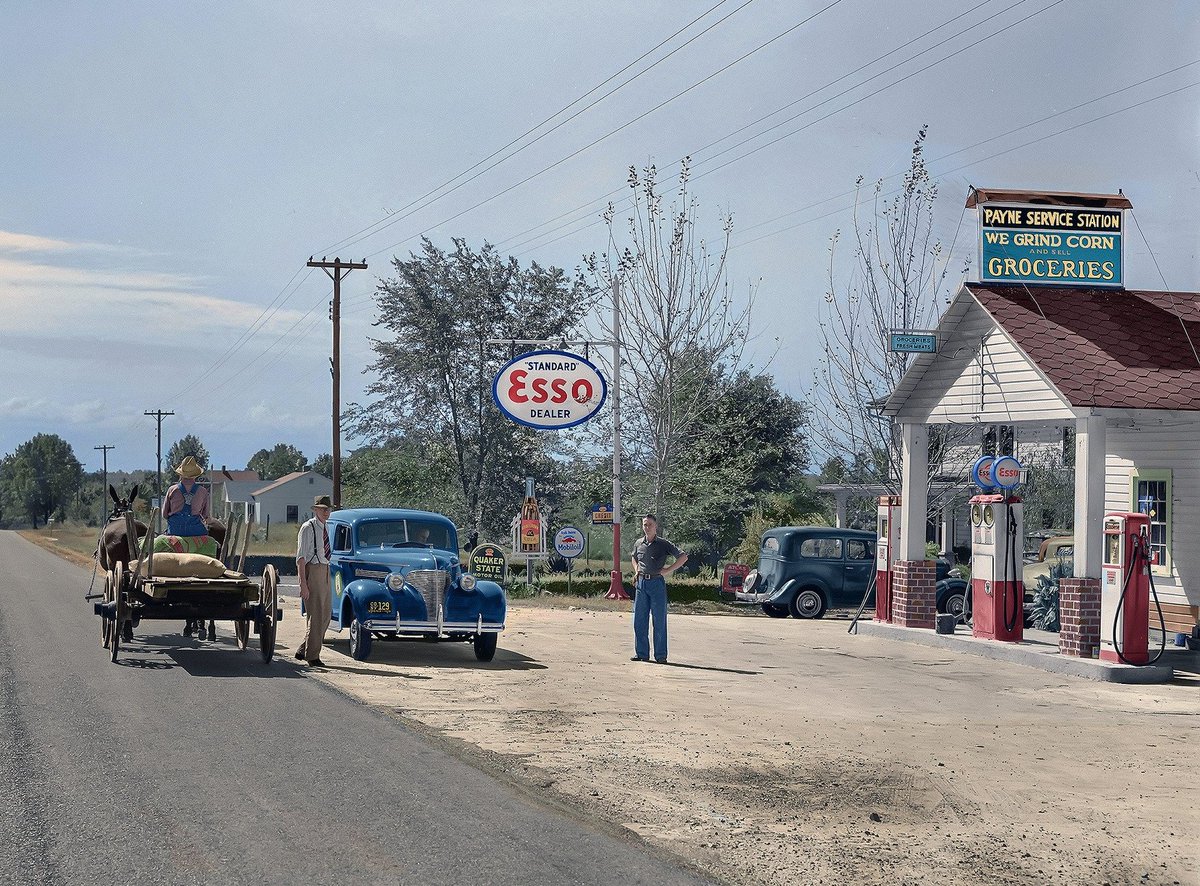 USA Station-service ESSO 1939, garage, forgeron, épicerie combinée Danville, comté de Pittsylvania, Virginie