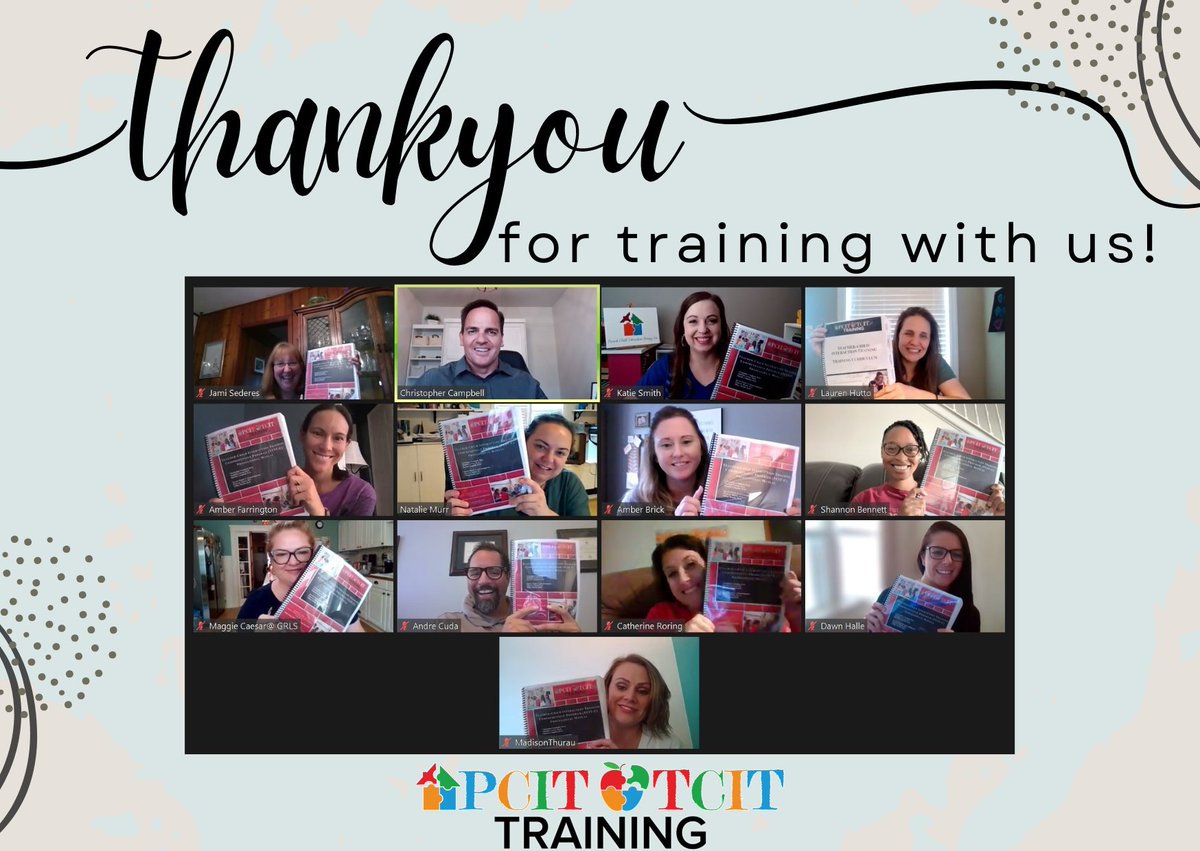 PCIT_Inc's tweet photo. We had a fun-filled time training with these clinicians in our Advanced TCIT Training! For more information about TCIT please visit our website: https://t.co/P7yqwsMWl8 #pcit #tcit #oklahoma #missouri #pennslyvania #florida #northcarolina #newyork https://t.co/rsouoWLU1l