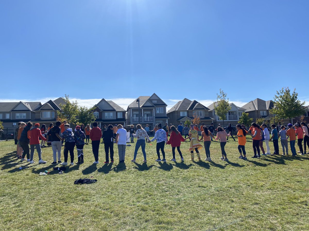 wggriffins's tweet photo. Thanks to Bella and her mom for enriching our day with a talk about residential schools, Truth &amp; Reconciliation, &amp; orange shirt day. Bella shared the traditional fancy shawl dance, the sneak-up dance, &amp; a whole group round dance #GEDSB #wellbeing #belonging #indigenousEDGE https://t.co/x9lf3pAgyS