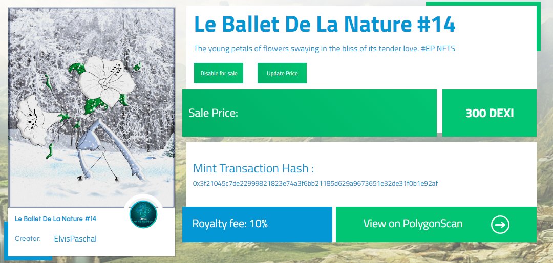 ElvisPaschal4's tweet photo. ONE NEW BEAUTIFUL
Le Ballet De La Nature NFT 
IS OUT THERE RIGHT NOW.
direct link: https://t.co/MEb5QMClM0
explore the dexinft marketplace and pick yur most loved NFT
https://t.co/uf53bEMHxv

#deximarketplace #dexioprotocol #NFTCommunity #NFTshills https://t.co/DfTUgN4FEO