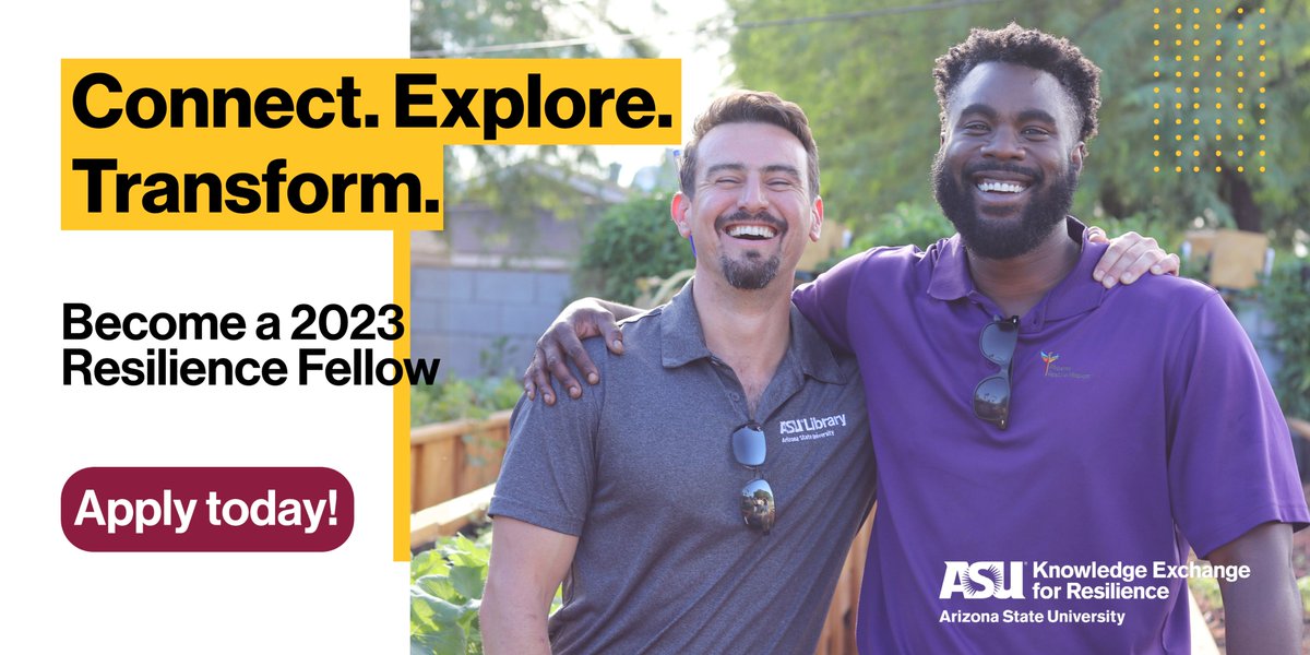 Want to work with people from diverse sectors to share ideas, learn new skills &amp; develop #solutions to our community’s most urgent challenges? There's still two weeks left to #apply to be a Resilience Fellow! ⏰

Learn more at resilience.asu.edu/resilience-fel…

#professionaldevelopment