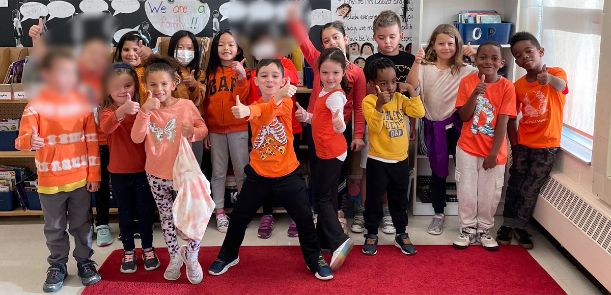 mrsdaoust's tweet photo. We showed our support for Indigenous children who had to attend residential schools. We listened to The Orange Shirt Story by Phyllis Webstad and discussed our feelings about her experience. https://t.co/vZkfE4knC9