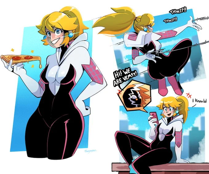 The newest spiderverse member! Spider- Peach!  