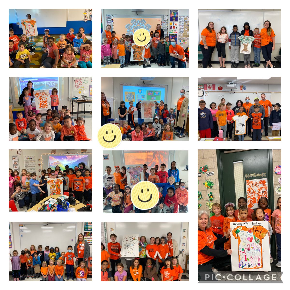 ARichardsonOCSB's tweet photo. This Orange Shirt Day @OLVictoryOCSB organized a collaborative school project. Each class designed a t-shirt using a variety of Indigenous design and empowering words. 
#TruthAndReconciliation #EveryChildMatters #ocsbDL 
Thank you @MrsWatsonOCSB for your help in organizing ♥️ https://t.co/xqAfS1BHfY