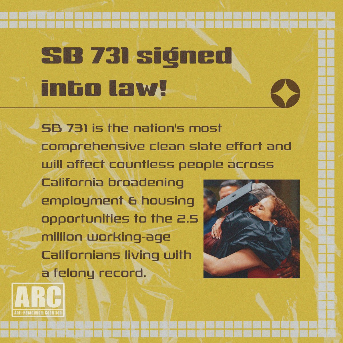 #SB731 was signed into law by @GavinNewsom!

#SB731 will finally give people with past serious and violent felonies a chance to clean their records in hopes of securing better jobs, stable housing, pathways in higher-ed, and much more!

#SunsetConvictions