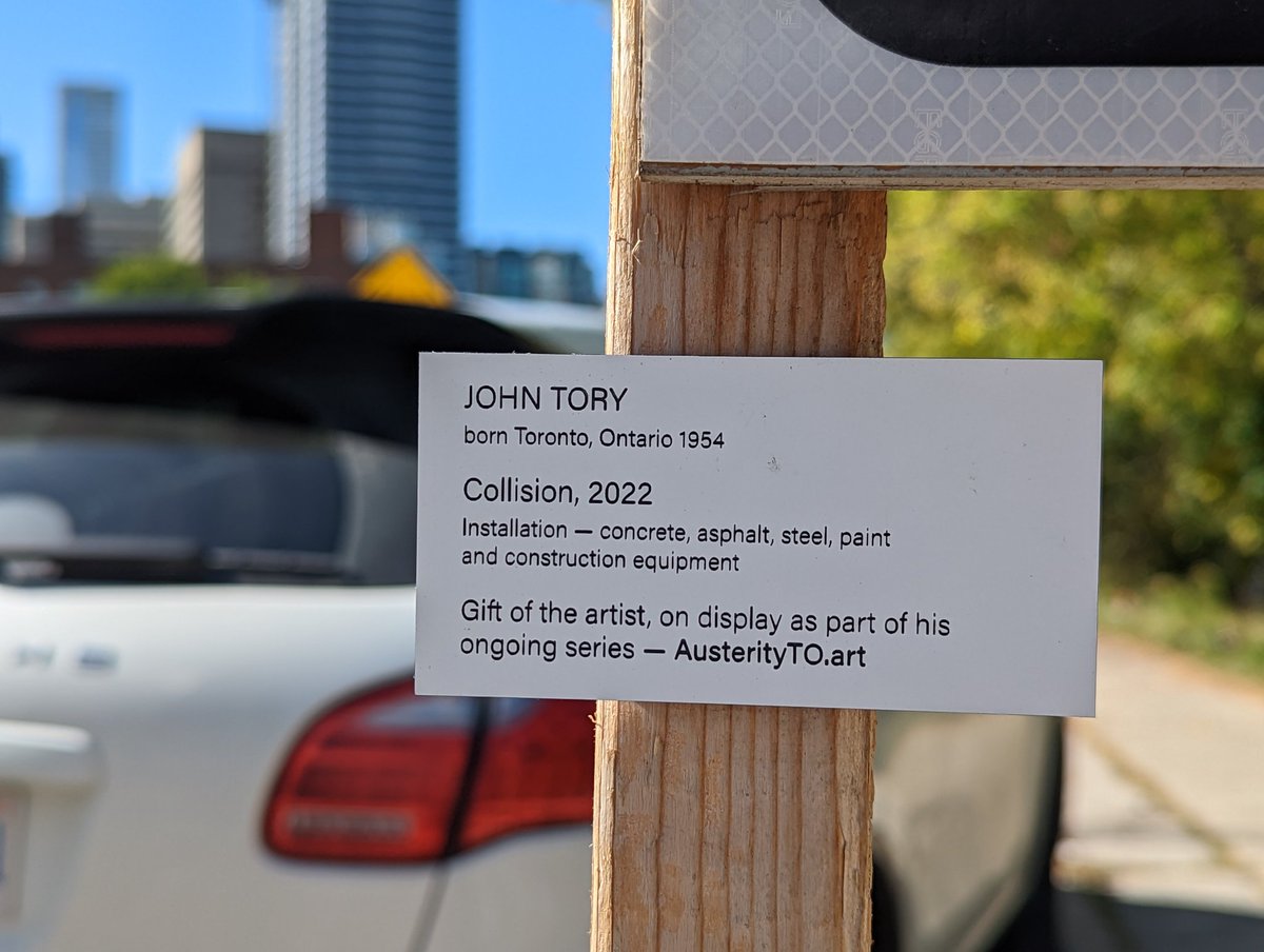 TheBikingLawyer's tweet photo. On the eve of #NuitBlanche I spotted some art honouring the state of our @cityoftoronto under @JohnTory https://t.co/5R8XjoCdNA. This one aptly placed near Bloor E &amp; Sherbourne speaks to dangerous road conditions &amp; construction across Toronto #biketo. https://t.co/HL2tiYXy7v