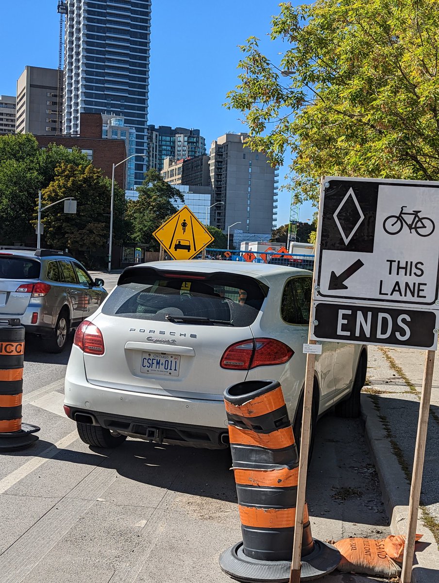 TheBikingLawyer's tweet photo. On the eve of #NuitBlanche I spotted some art honouring the state of our @cityoftoronto under @JohnTory https://t.co/5R8XjoCdNA. This one aptly placed near Bloor E &amp; Sherbourne speaks to dangerous road conditions &amp; construction across Toronto #biketo. https://t.co/HL2tiYXy7v