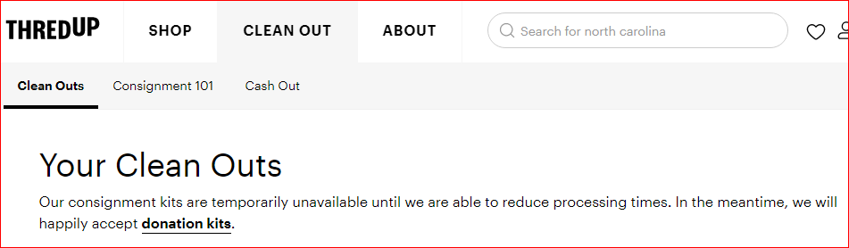 robburleigh's tweet photo. @HedgeyeRetail @HedgeyeRetailJM I know TDUP is probably not at the top of your focus list, but unless I'm reading this incorrectly, @thredUP isn't accepting merchandise. https://t.co/BsfW5yfmRq