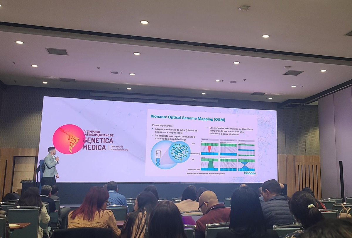 Another packed session yesterday at <a href="/acmgencol/">ACMGen Colombia</a> as Dr. Moises Serrano's presented a case highlighting the utility of a multi-tiered approach using NxClinical to analyze data from multiple techniques including #OGM, WES and microarray for robust variant detection &amp; interpretation.