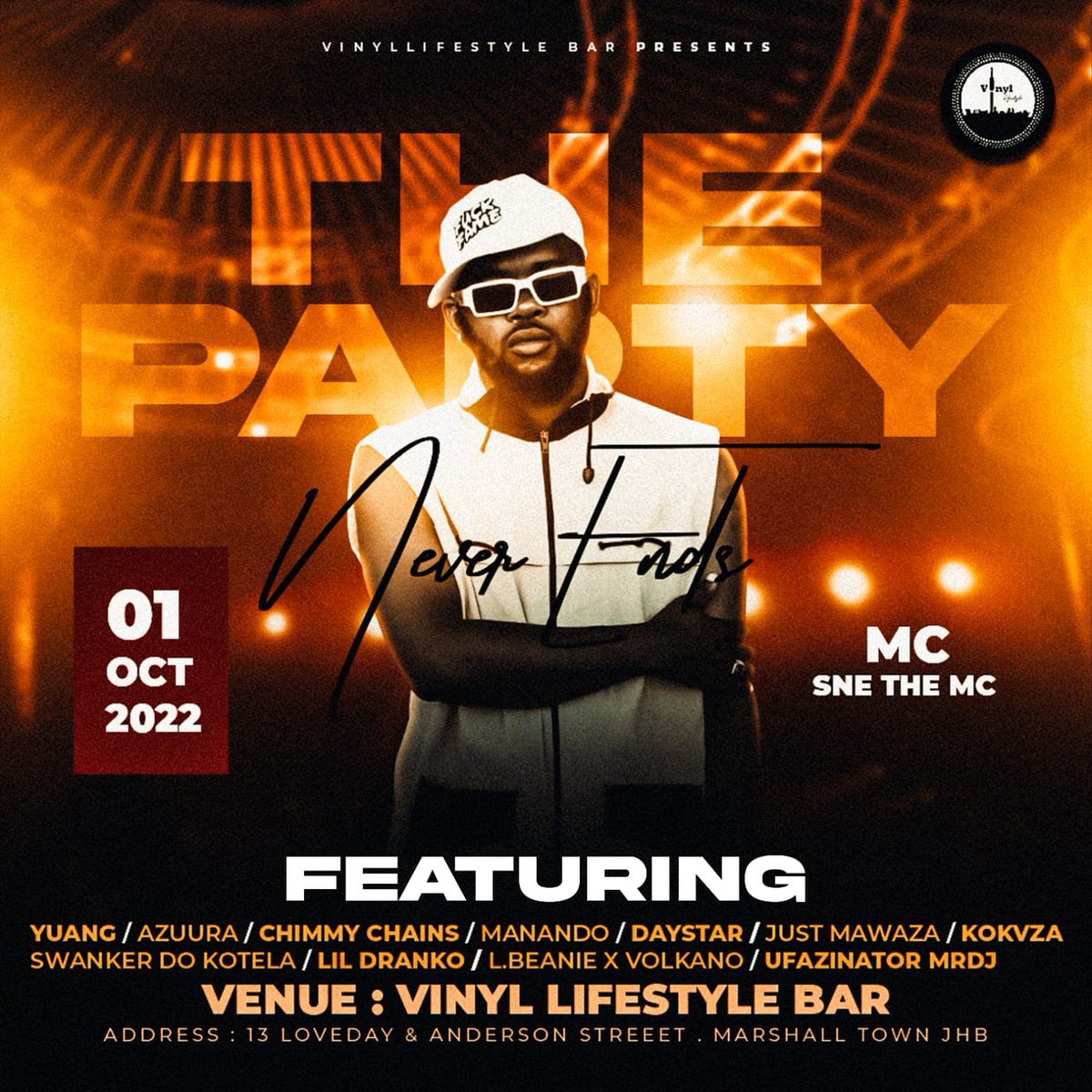 The Party is officially on tomorrow. We have fire acts &amp; deejays on stage and cool visitors joining us for the evening, stop by the coolest bar! 🍺

*Drinks Specials
*Food sold inside 
*Good vibes 

📍 13 Loveday &amp; Anderson Street, Marshall Town

#theparty #vinyllifestylebar