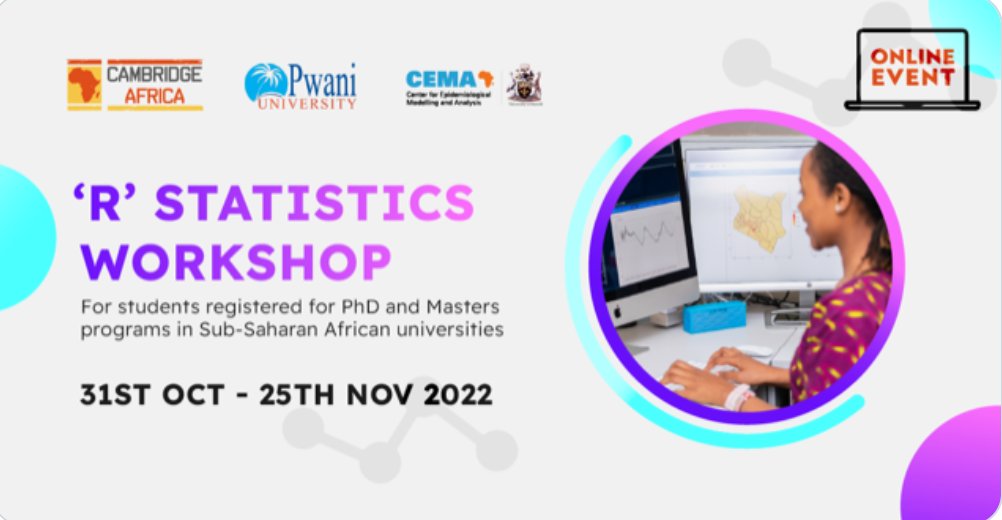 Data is King. 👑
Are you keen to learn 'R', a programming language used in statistical analysis and data mining ?
Join us for this 'R' statistics online workshop. 
Find the application link on the CEMA website: cema.africa/training
Application deadline is 10th October 2022.