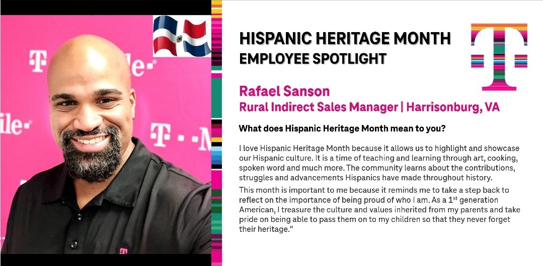 Terrance Glover (@tglover187) on Twitter photo "Magenta Family"
Today were highlighting <a href="/rafa_sanson/">Rafael Sanson (Rafa)</a> as he tells us what #HispanicHeritageMonth means to him!
Thank you for reminding us to take a step back to reflect!
#BeastMode "Magenta Family"
Today were highlighting <a href="/rafa_sanson/">Rafael Sanson (Rafa)</a> as he tells us what #HispanicHeritageMonth means to him!
Thank you for reminding us to take a step back to reflect!
#BeastMode