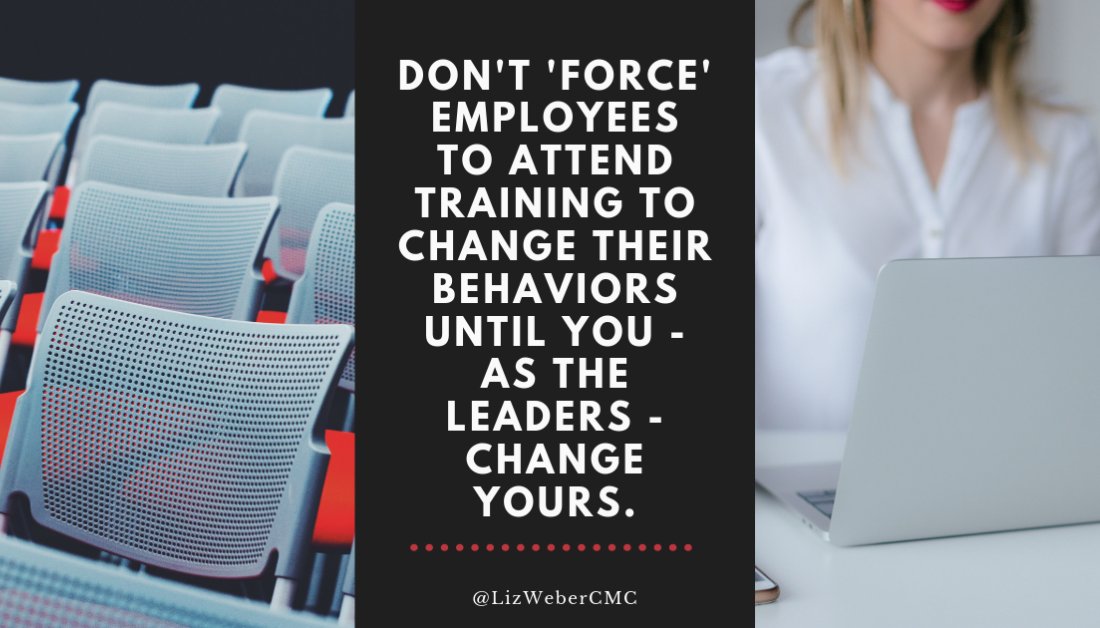 lizwebercmc's tweet photo. Don't 'force' employees to attend training to change their behaviors until you - as the leaders - change yours.
-
#TrainingAndDevelopment #Management #BusinessStrategy #ATD #Training #TDProfessional https://t.co/TwvM90dTH9