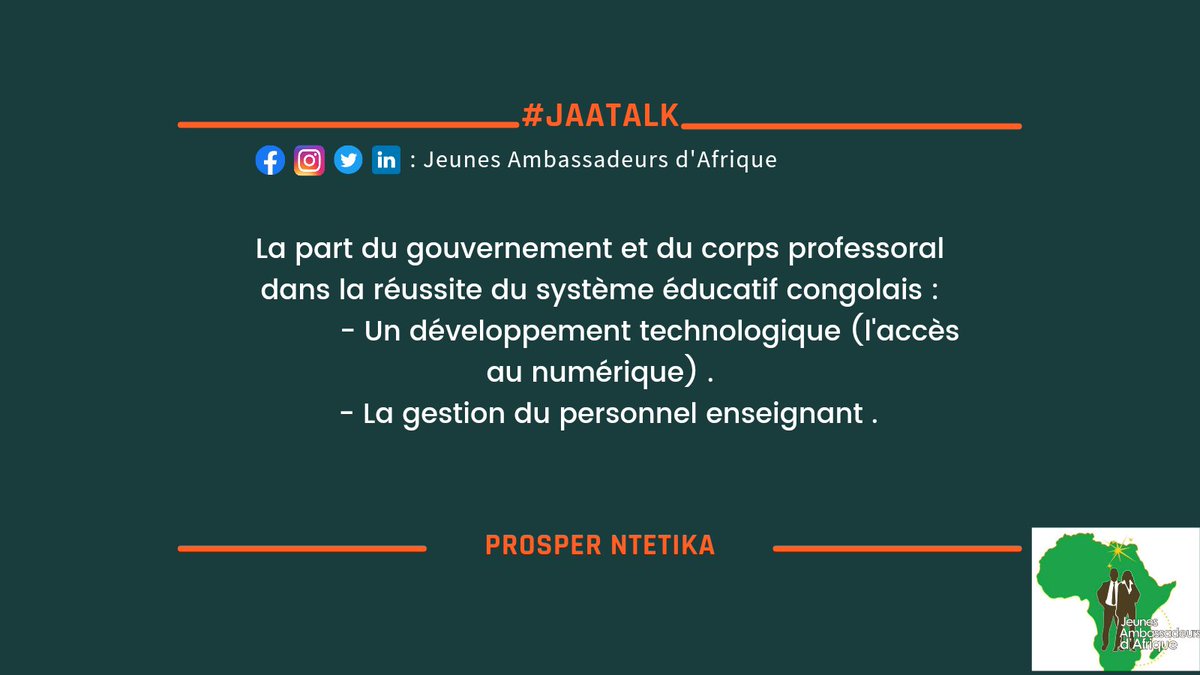 JeunesAmbassAfr's tweet photo. #BackToTheSpace
Pour vous, quelques pensées de nos intervenants @assimay et @ntetika dans notre #JAATALK sur l'éducation et le numérique.
Si vous l'avez manqué, Nous vous invitons à réécouter l'enregistrement qui es dans notre tweet épinglé. N'hésitez à pas nous donner vos avis☺️ https://t.co/fdFgfdZpax