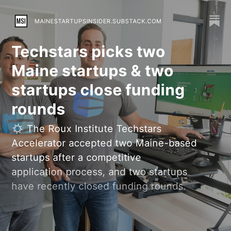 Just published my 262nd newsletter!
- Two ME startups picked for new <a href="/Techstars/">Techstars</a> class
- Two ME startups closes $$ rounds
- UMaine opens $78M engineering center
- What is gourmet foodie mag <a href="/SAVEURMAG/">SAVEUR</a> doing writing about <a href="/pumpspotting/">pumpspotting</a>? 🤔
mainestartupsinsider.substack.com/p/techstars-pi…