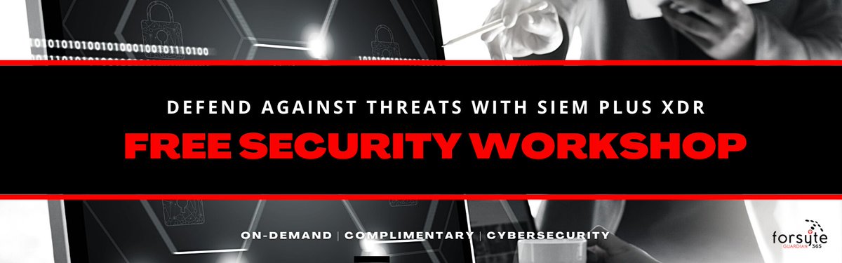Let's check your security stance! loom.ly/fRF_1PM

With the FREE #Microsoft SIEM Plus XDR Workshop, Forsyte will review your security goals and objectives, identify and map real threats in your cloud environment, and review next steps to improve your security posture.