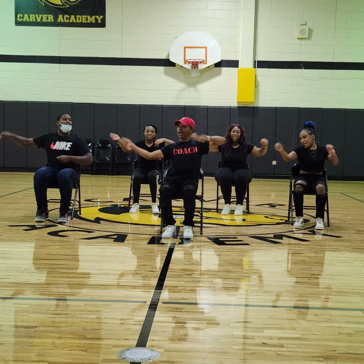 academy_carver's tweet photo. First pep rally of the year! The step team performed, students participated in musical chairs, a relay, and knockout basketball. The volleyball team and cross country teams were recognized as well. #Wolverinepride #bettereveryday #oneccps https://t.co/A7JudOq6PU